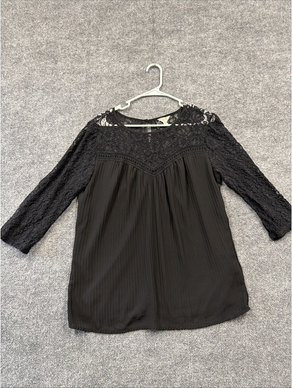 Adiva Black Boho Peasant  And Lace Women’s Top L